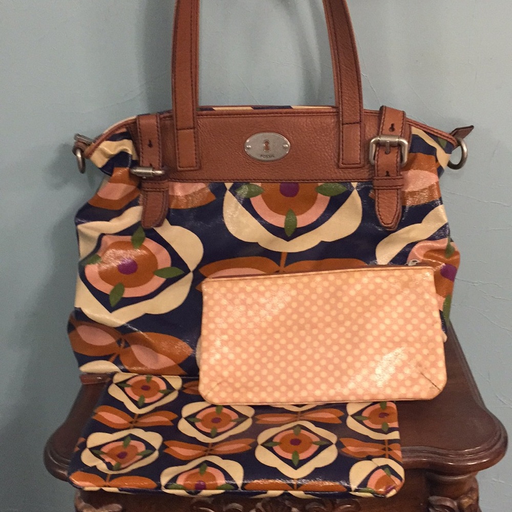 Fossil Bag with 2 zipper pouches